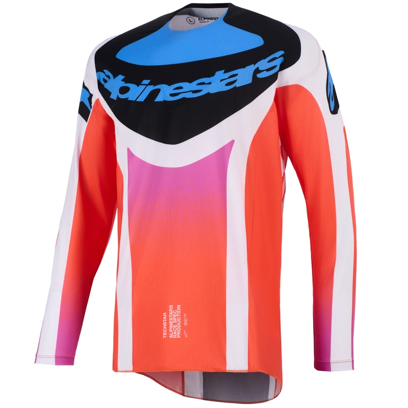 Maglia da motocross Alpinestars Techstar Knif grigio chiaro-arancione fluo-nero