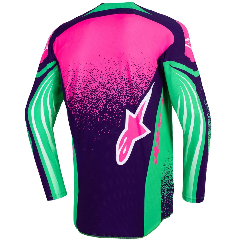 Maglia da motocross Alpinestars Techstar Nomur viola scuro-verde-rosa fluo