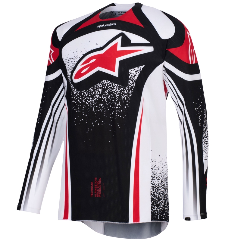 Maglia da motocross Alpinestars Techstar Nomur nera-bianca-rossa