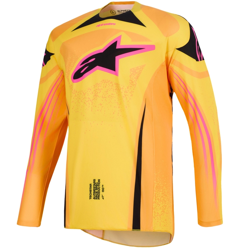 Maglia da motocross Alpinestars Techstar Nomur arancione-giallo-rosa