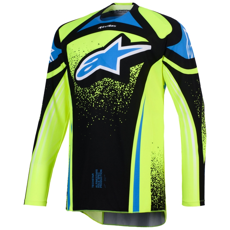 Maglia da motocross Alpinestars Techstar Nomur blu scuro-giallo fluo-blu