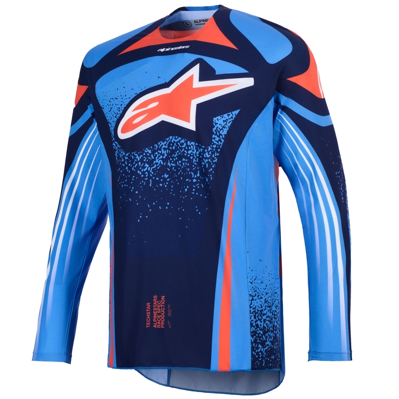 Maglia da motocross Alpinestars Techstar Nomur blu scuro-arancione-blu