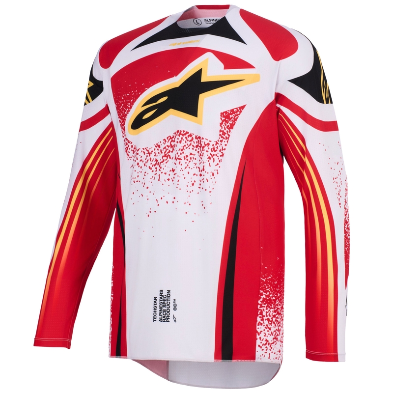 Maglia da motocross Alpinestars Techstar Nomur grigio chiaro-rosso-nero-giallo