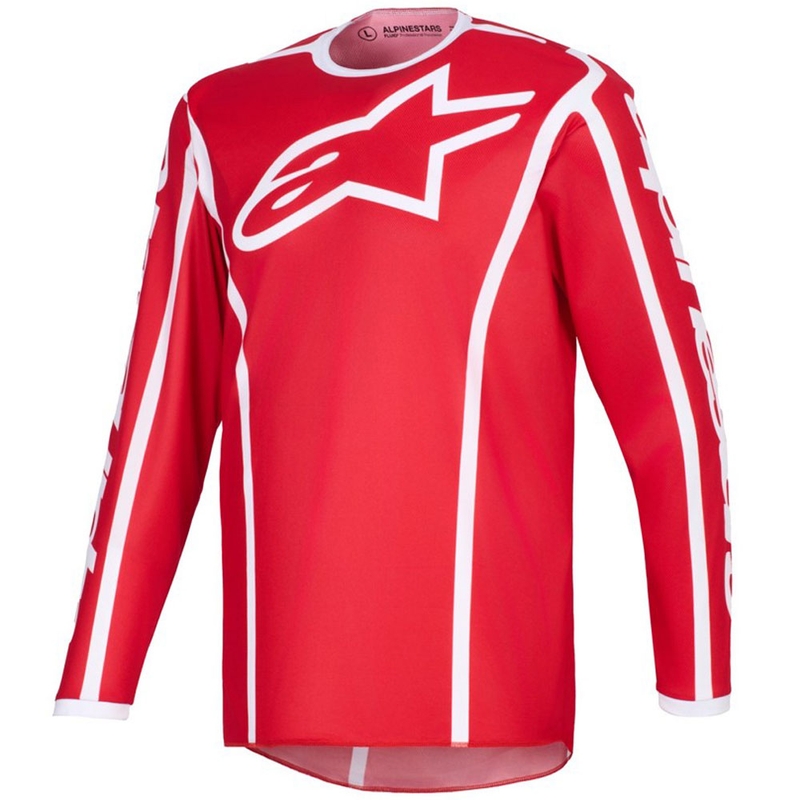 Maglia da motocross Alpinestars Fluid Apex rosso-bianco