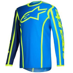 Maglia da motocross Alpinestars Fluid Apex blu-giallo fluo