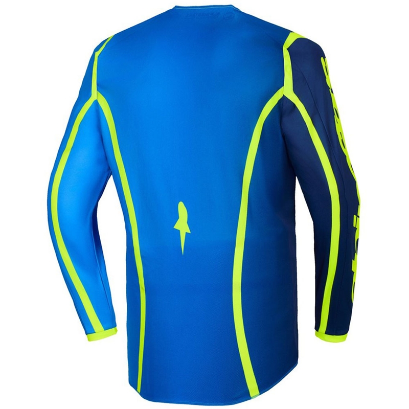 Maglia da motocross Alpinestars Fluid Apex blu-giallo fluo