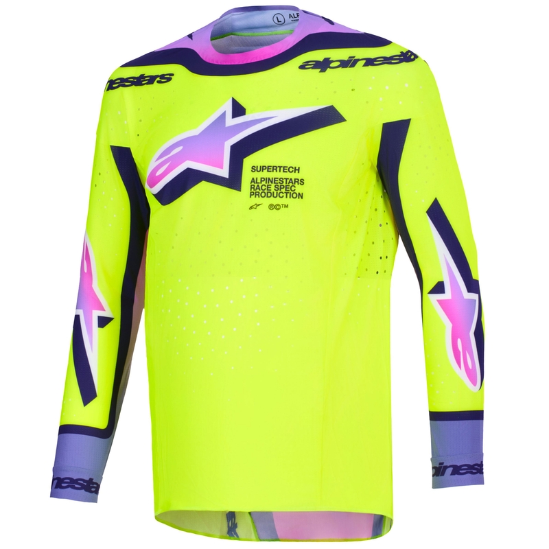 Maglia da motocross Alpinestars Supertech Vista giallo fluo-viola-nero