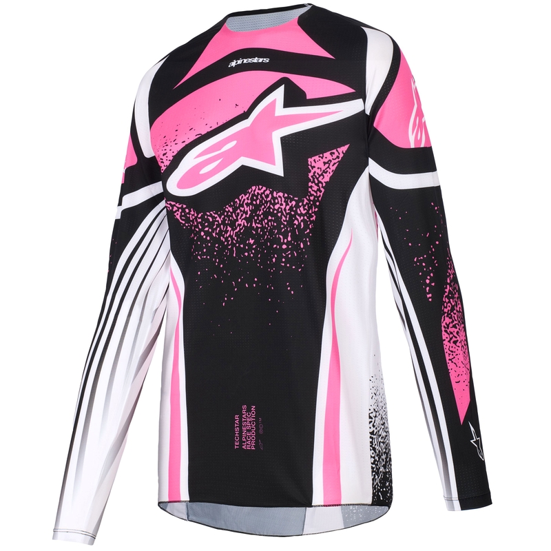Maglia da motocross da donna Alpinestars Stella Techstar Nomur nera-bianca-rosa