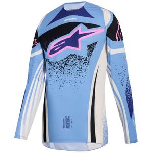 Maglia da motocross da donna Alpinestars Stella Techstar Nomur azzurro-bianco-nero-rosa