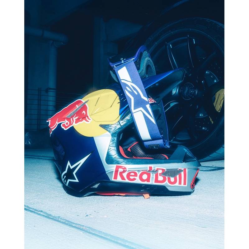 Occhiali da motocross Alpinestars Supertech Vision Hunta96 XXV viola-bianco con plexiglass specchiato argento