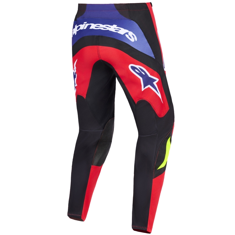 Pantaloni da motocross Alpinestars Fluid Grid rosso-nero-viola-giallo fluo