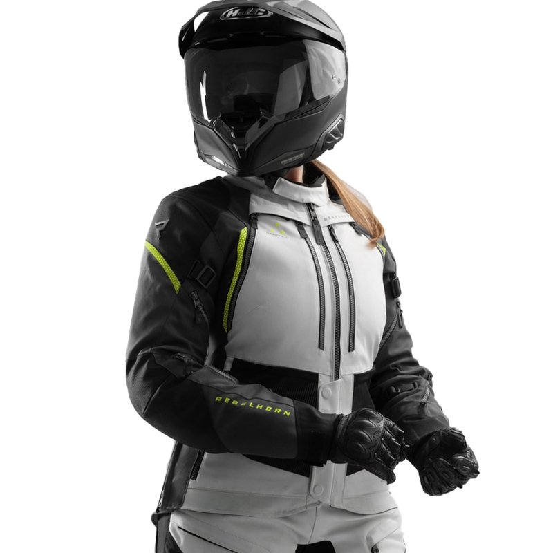 Giacca da moto da donna Rebelhorn Hardy 3.0 nero-grigio-giallo fluo