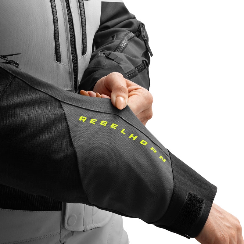 Giacca da moto da donna Rebelhorn Hardy 3.0 nero-grigio-giallo fluo