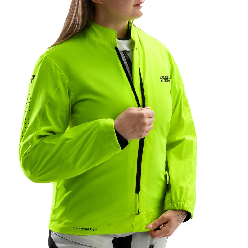 Giacca da moto da donna Rebelhorn Hardy 3.0 nero-grigio-giallo fluo