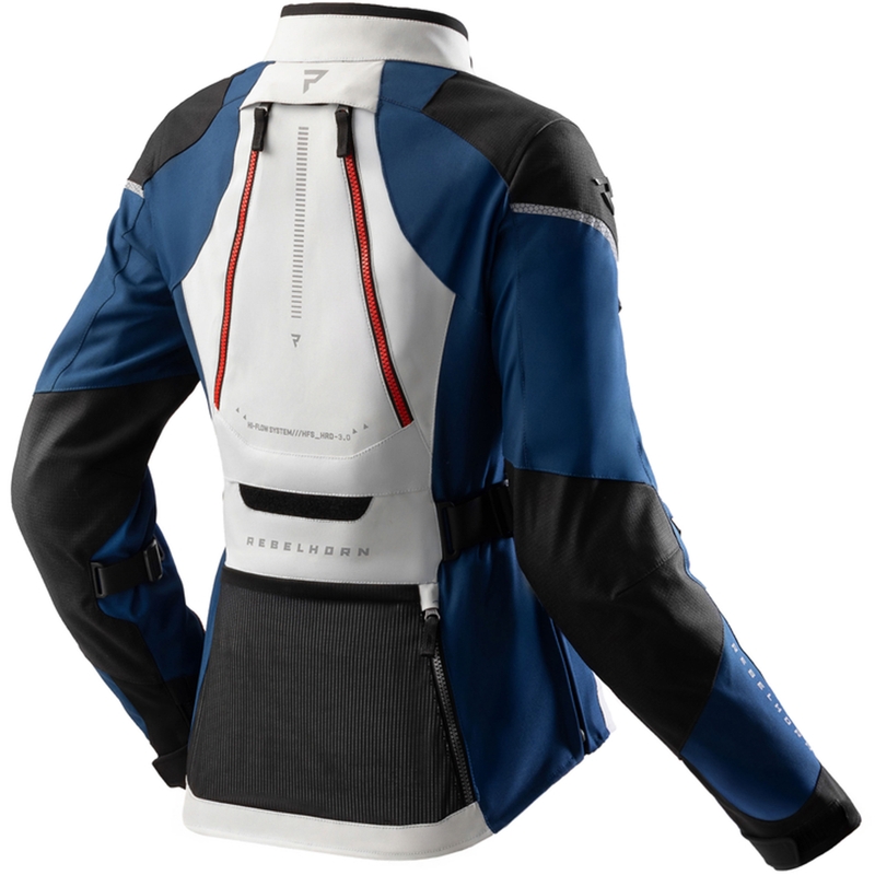 Giacca moto da donna Rebelhorn Hardy 3.0 blu-grigio-rosso