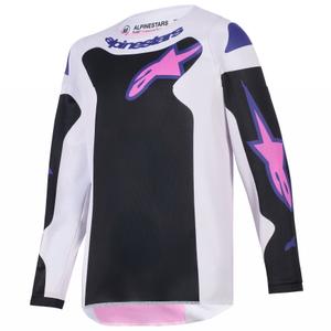 Maglia da motocross per bambini Alpinestars Fluid Grid nera-grigio chiaro-viola