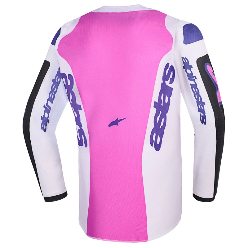 Maglia da motocross per bambini Alpinestars Fluid Grid nera-grigio chiaro-viola