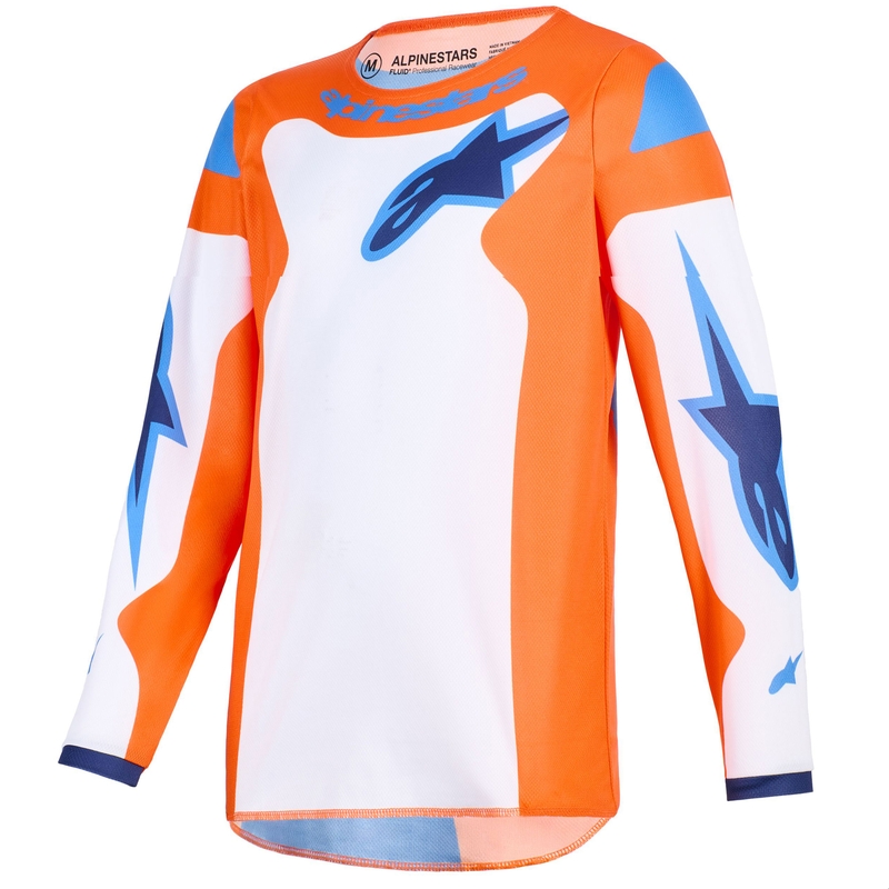 Maglia da motocross per bambini Alpinestars Fluid Grid Arancione-Blu-Bianco