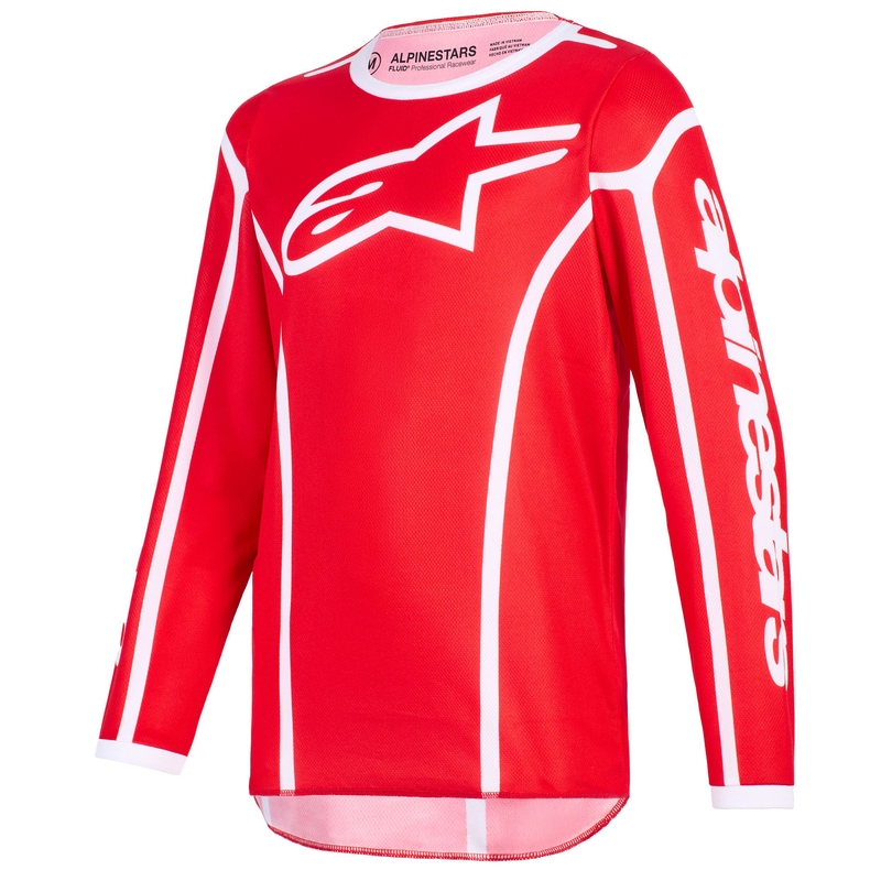 Maglia da motocross per bambini Alpinestars Fluid Apex rosso-bianco