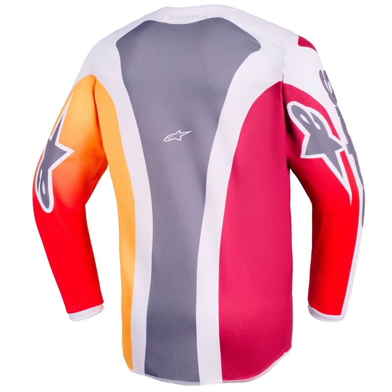 Maglia da motocross per bambini Alpinestars Fluid Portl rosso-arancione-grigio chiaro
