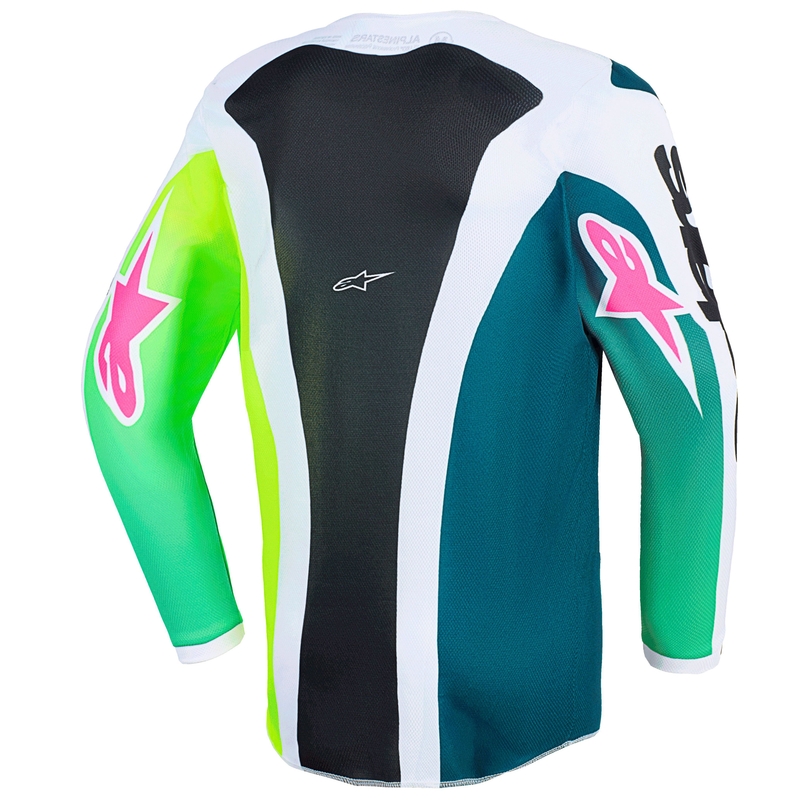 Maglia da motocross per bambini Alpinestars Fluid Portl verde-bianco-nero