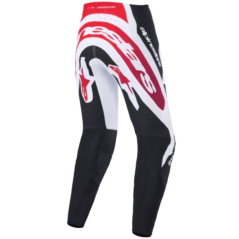 Pantaloni da motocross Alpinestars Supertech Pro Vista neri-rossi-bianchi