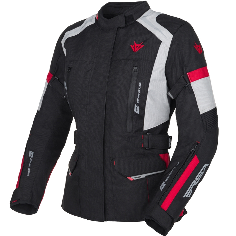 Giacca da moto da donna RSA EXO 2 nero-grigio-rosso