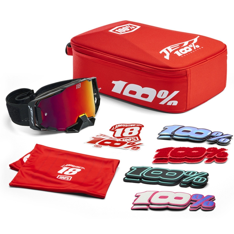 Occhiali da motocross 100% Armega Hiper Jett Special con plexiglass rosso