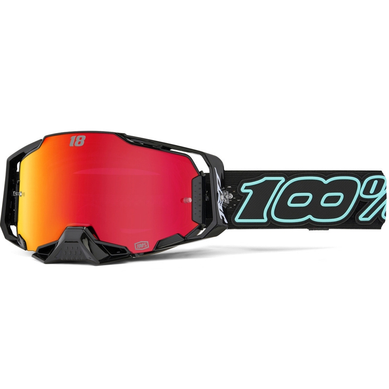 Occhiali da motocross 100% Armega Hiper Jett Special con plexiglass rosso