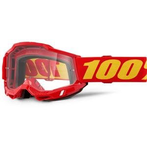 Occhiali da motocross 100% Accuri 2 rossi con plexiglass trasparente