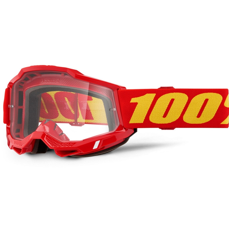 Occhiali da motocross 100% Accuri 2 rossi con plexiglass trasparente