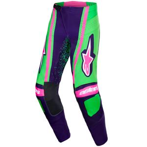 Pantaloni da motocross Alpinestars Techstar Nomur viola scuro-verde-rosa fluo