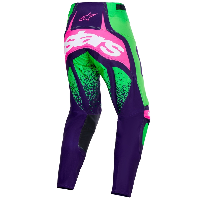 Pantaloni da motocross Alpinestars Techstar Nomur viola scuro-verde-rosa fluo