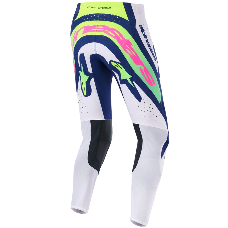 Pantaloni da motocross Alpinestars Supertech Vista grigio chiaro-giallo fluo-verde-blu-rosa
