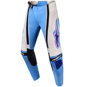 Pantaloni da motocross da donna Alpinestars Stella Techstar Nomur azzurro-bianco bianco sporco-nero-rosa