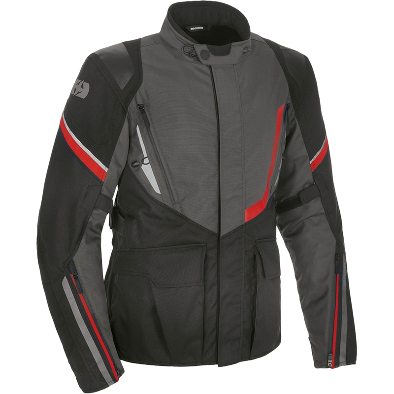 Giacca da moto Oxford Montreal 4.0 Dry2Dry™ Nero-Grigio-Rosso