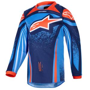 Maglia da motocross per bambini Alpinestars Racer Nomur Blu scuro-Arancione-Nero