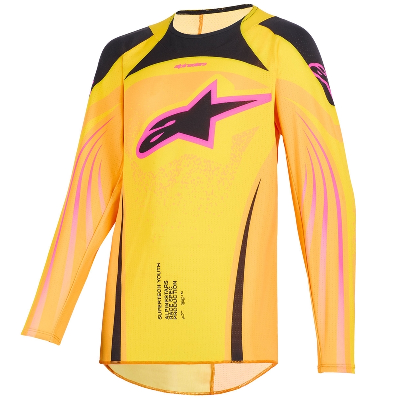 Maglia da motocross per bambini Alpinestars Techstar Nomur Arancione-Giallo-Rosa