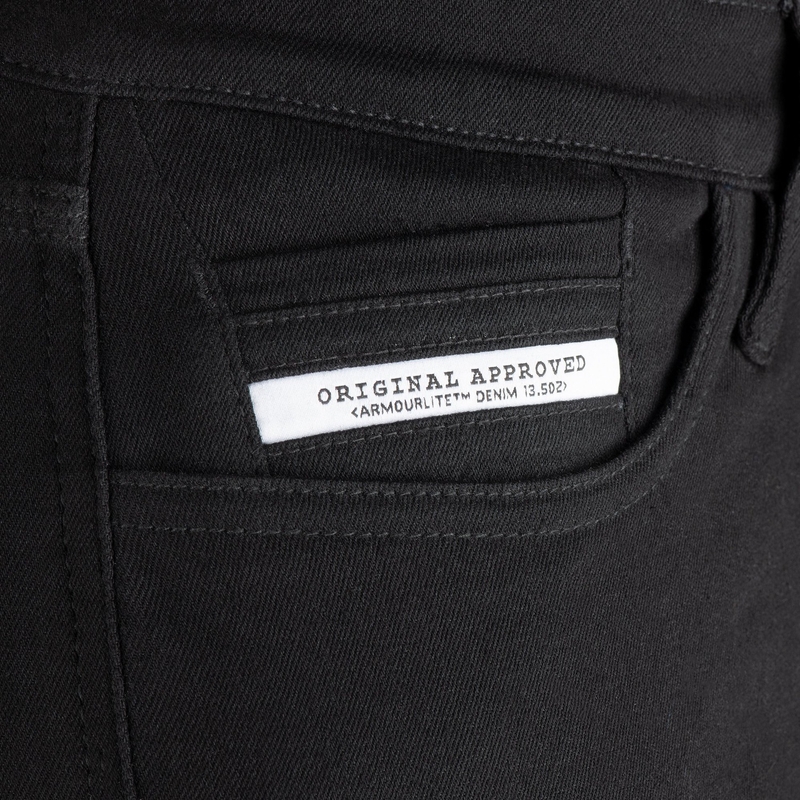 Jeans da motociclista corti AA SLIM FIT SUPER STRETCH JEANS OXFORD ORIGINAL APPROVED neri
