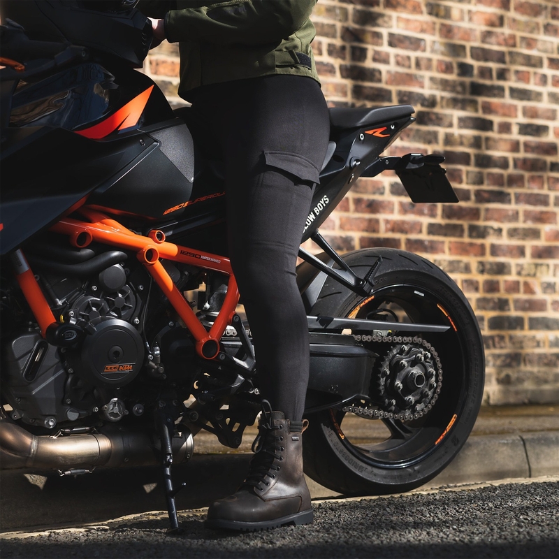 Leggings da motociclista da donna con fodera in aramide Oxford Super Cargo nero