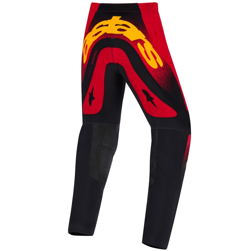 Pantaloni da motocross per bambini Alpinestars Supertech Scenz rosso-nero-giallo