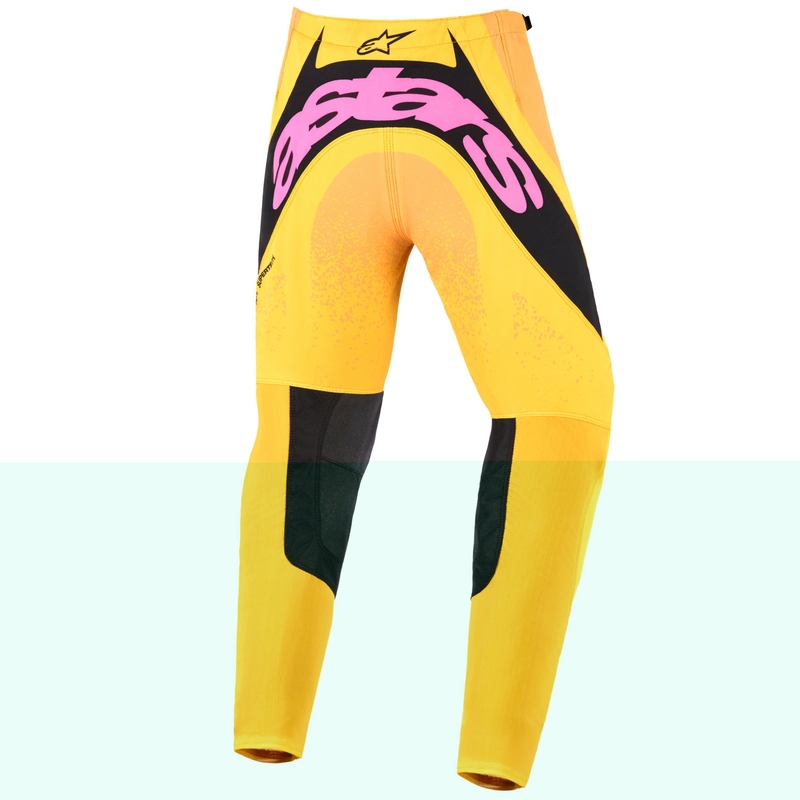 Pantaloni da motocross per bambini Alpinestars Techstar Nomur arancioni-gialli-rosa
