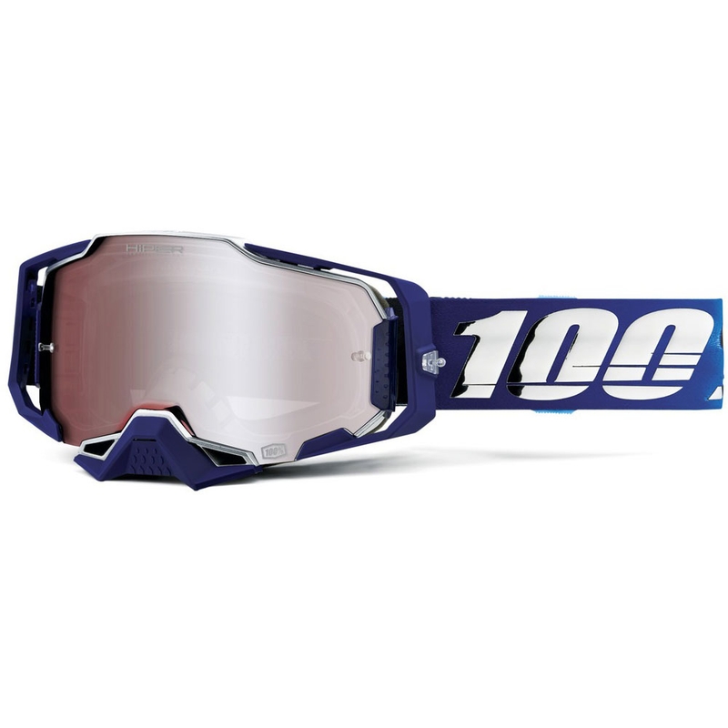 Occhiali da motocross 100% ARMEGA Hiper Novel con plexiglass argentato