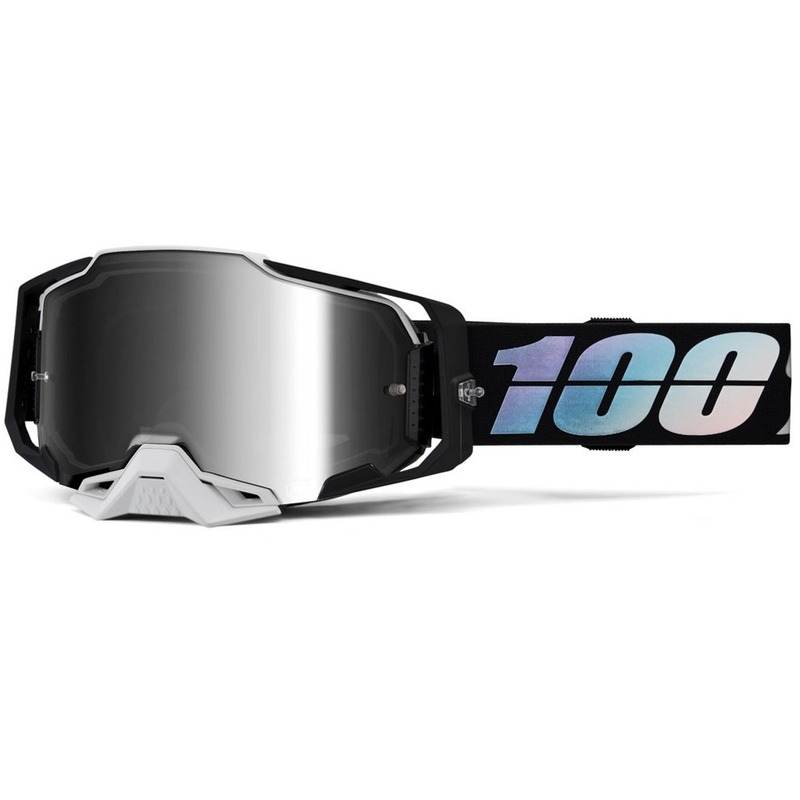 Occhiali da motocross 100% ARMEGA Krisp con plexiglass argento