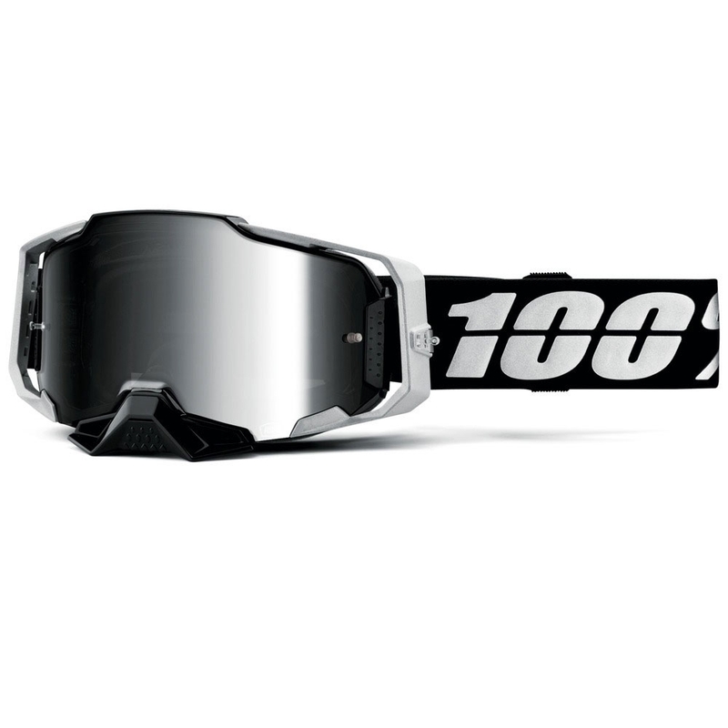 Occhiali da motocross 100% ARMEGA Reneen S2 con plexiglass argento