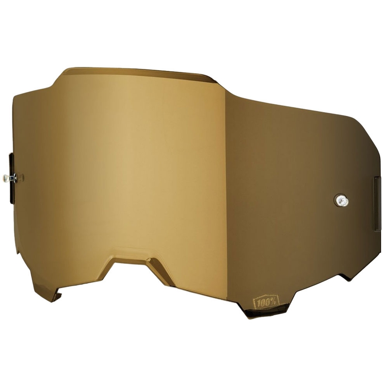 Visiera specchiata oro 100% ARMEGA per occhiali da motocross (antiappannamento)