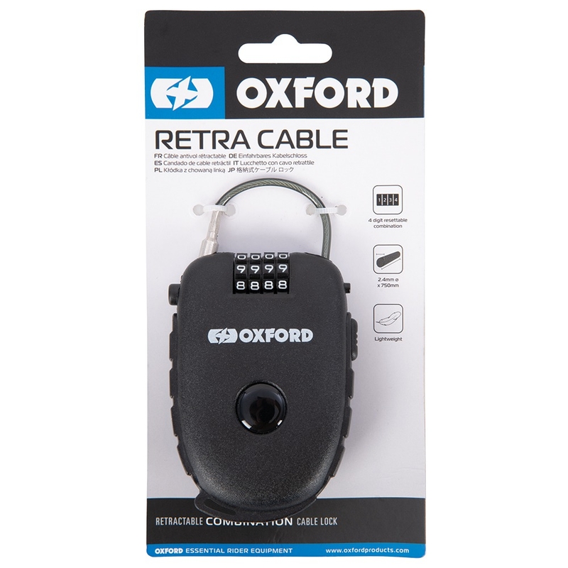 Lucchetto a combinazione retrattile Oxford nero