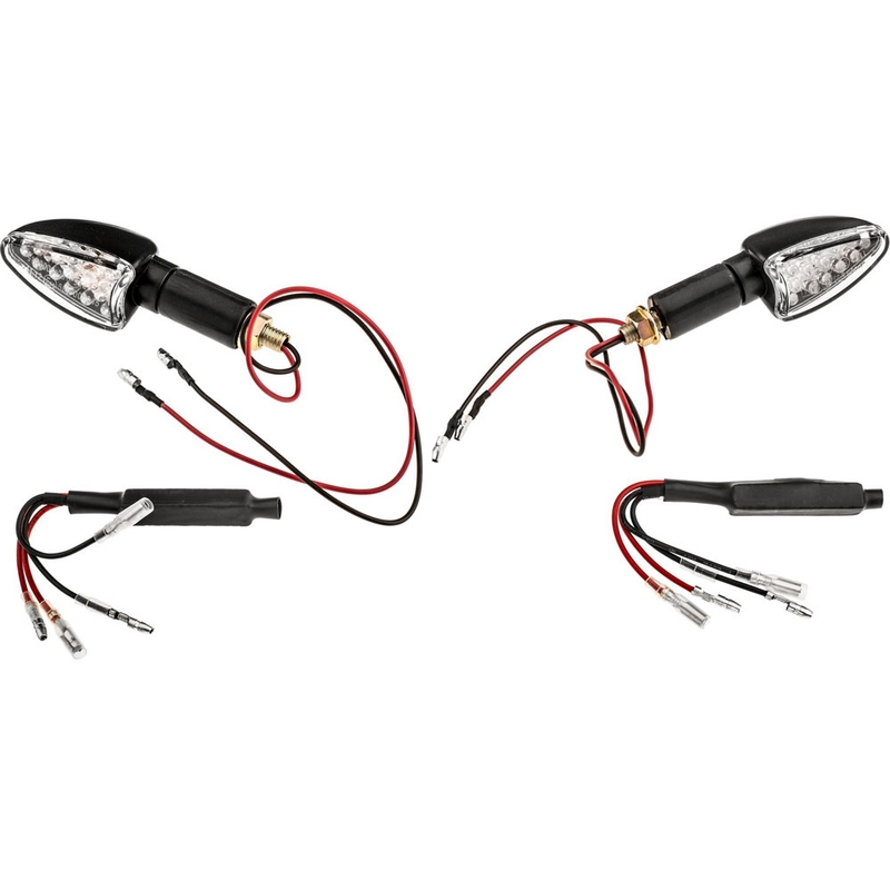 Indicatori di direzione a LED Oxford Arrow lunghi con lente trasparente e involucro nero