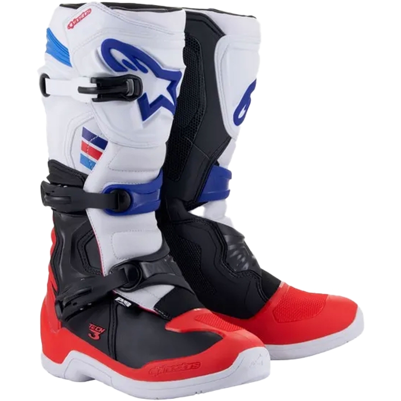 Stivali da motocross Alpinestars TECH 3 bianco-nero-blu-rosso