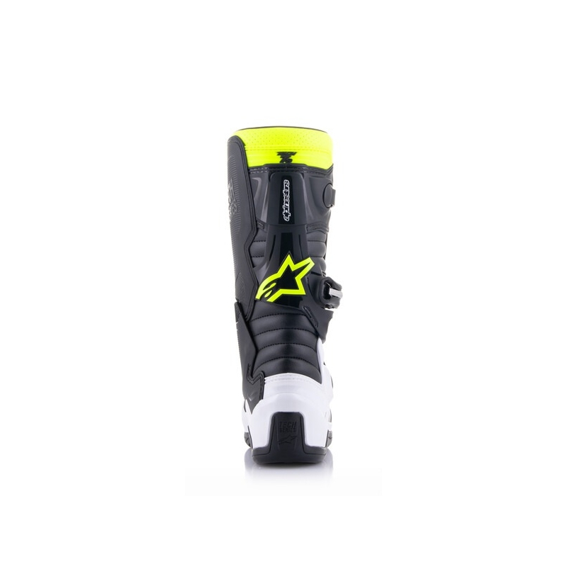Stivali da moto per bambini Alpinestars Tech 7 S nero-bianco-giallo fluo-blu